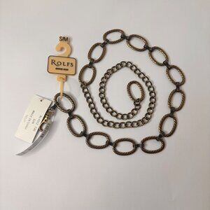 NWT Rolfs Gold Chain Belt Womens S Adjustable Oval Twisted Links Lobster Clasp